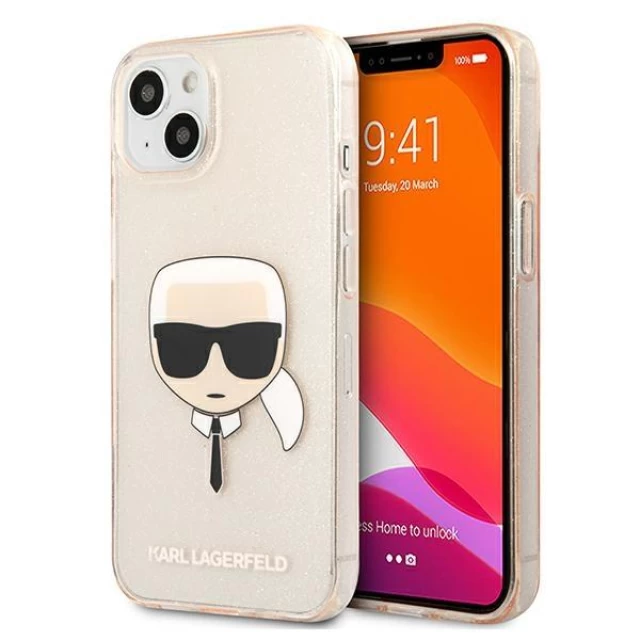 Чохол Karl Lagerfeld Glitter Karl's Head для iPhone 13 Gold (KLHCP13MKHTUGLGO)