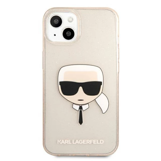 Чехол Karl Lagerfeld Glitter Karl's Head для iPhone 13 Gold (KLHCP13MKHTUGLGO)