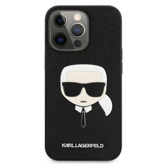 Чехол Karl Lagerfeld Saffiano Iconic Karl's Head для iPhone 13 Pro Black (KLHCP13LSAKHBK)