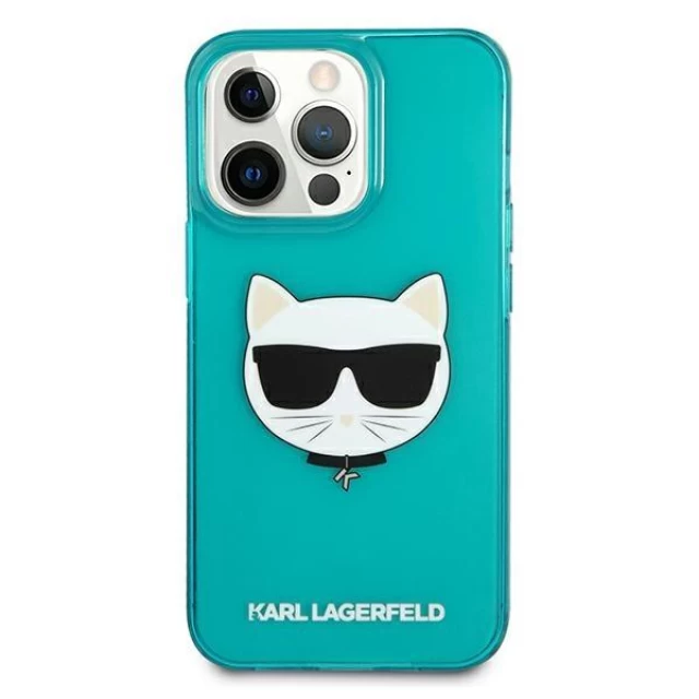 Чохол Karl Lagerfeld Glitter Choupette Fluo для iPhone 13 Pro Blue (KLHCP13LCHTRB)