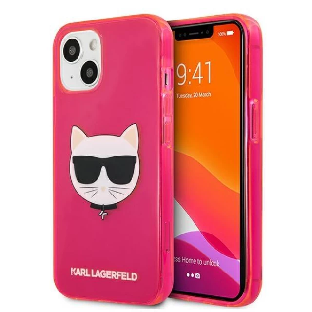 Чохол Karl Lagerfeld Glitter Choupette Fluo для iPhone 13 mini Pink (KLHCP13SCHTRP)