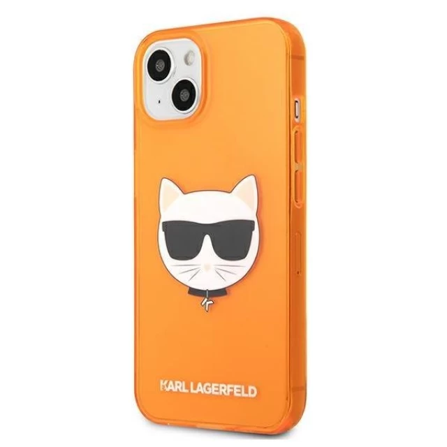 Чехол Karl Lagerfeld Glitter Choupette Fluo для iPhone 13 mini Orange (KLHCP13SCHTRO)