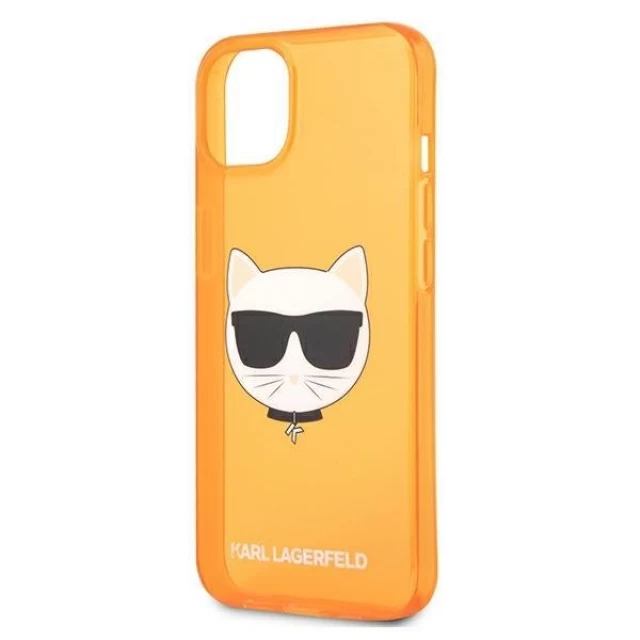 Чехол Karl Lagerfeld Glitter Choupette Fluo для iPhone 13 mini Orange (KLHCP13SCHTRO)
