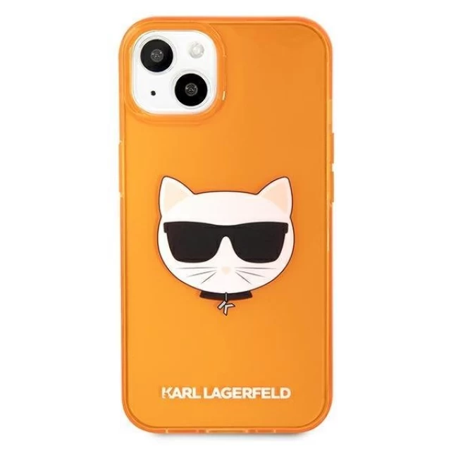 Чехол Karl Lagerfeld Glitter Choupette Fluo для iPhone 13 Orange (KLHCP13MCHTRO)