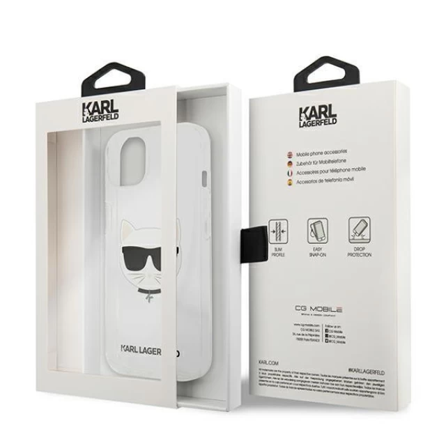 Чехол Karl Lagerfeld Saffiano Choupette Head для iPhone 13 mini Transparent (KLHCP13SCTR)