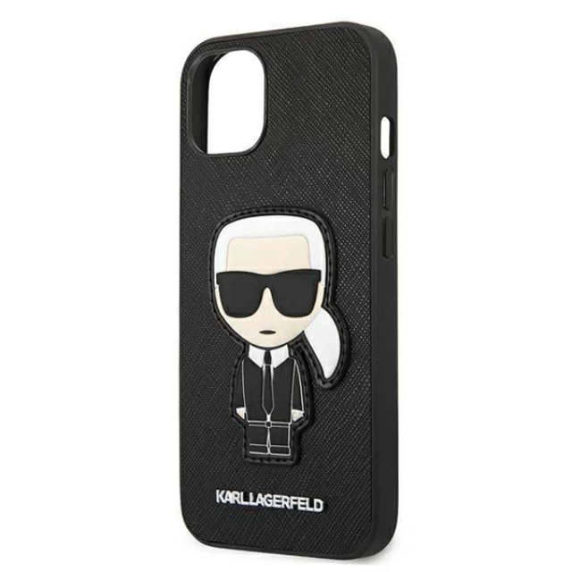 Чехол Karl Lagerfeld Saffiano Iconic Karl's Patch для iPhone 13 mini Black (KLHCP13SOKPK)