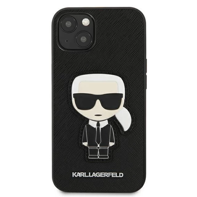Чехол Karl Lagerfeld Saffiano Iconic Karl's Patch для iPhone 13 Black (KLHCP13MOKPK)