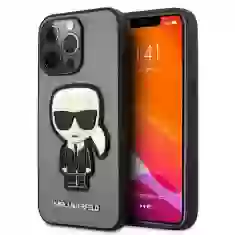 Чехол Karl Lagerfeld Saffiano Ikonik Karl's Patch для iPhone 13 Pro Max Silver (KLHCP13XOKPG)