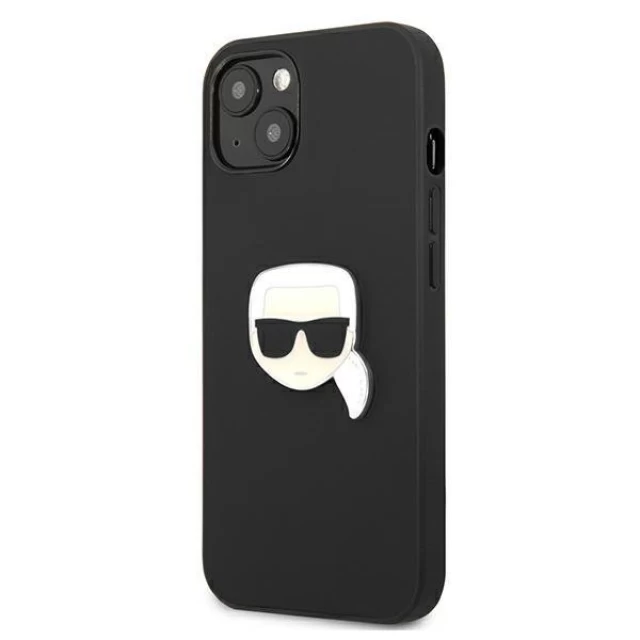 Чохол Karl Lagerfeld Leather Iconic Karl's Head Metal для iPhone 13 mini Black (KLHCP13SPKMK)