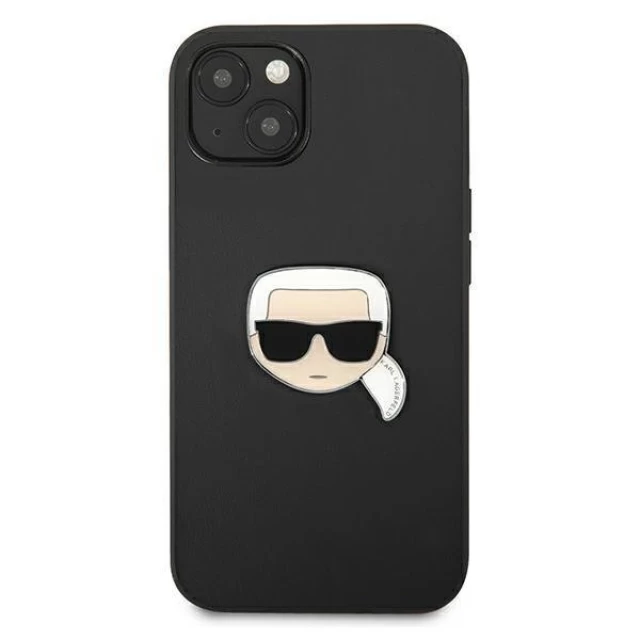 Чохол Karl Lagerfeld Leather Iconic Karl's Head Metal для iPhone 13 mini Black (KLHCP13SPKMK)