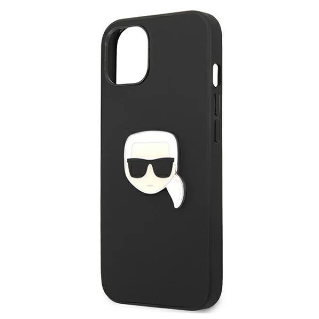 Чехол Karl Lagerfeld Leather Iconic Karl's Head Metal для iPhone 13 Black (KLHCP13MPKMK)