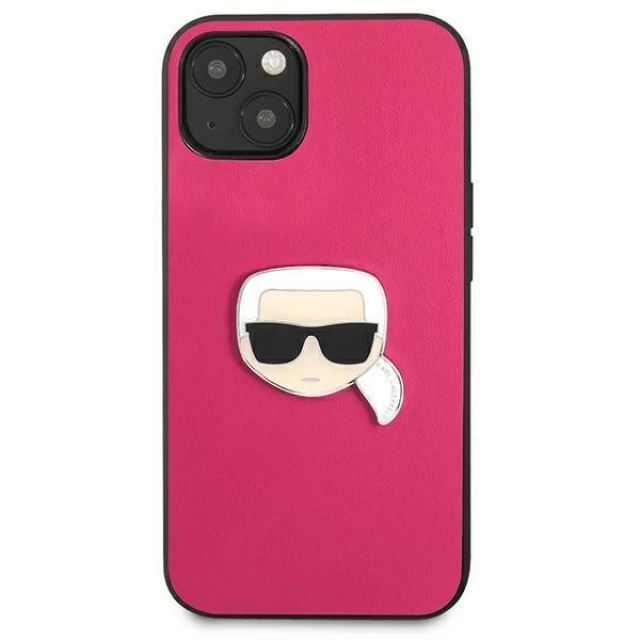 Чехол Karl Lagerfeld Leather Iconic Karl's Head Metal для iPhone 13 mini Pink (KLHCP13SPKMP)