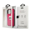 Чехол Karl Lagerfeld Leather Iconic Karl's Head Metal для iPhone 13 Pro Pink (KLHCP13LPKMP)