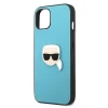 Чохол Karl Lagerfeld Leather Iconic Karl's Head Metal для iPhone 13 mini Blue (KLHCP13SPKMB)
