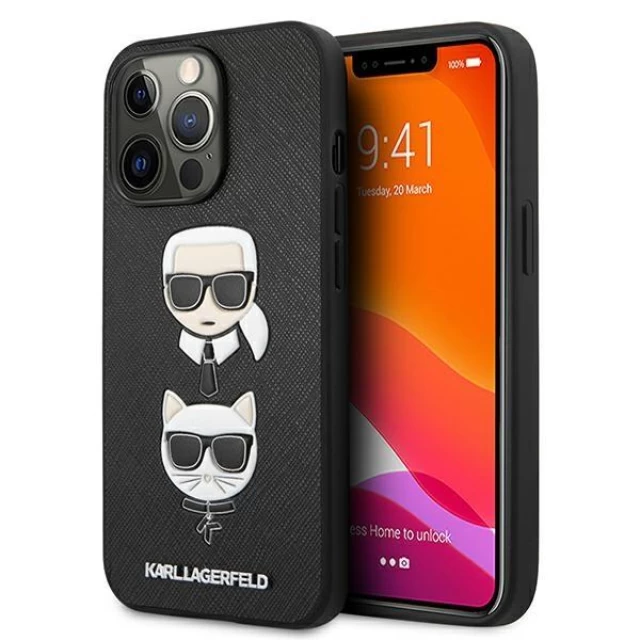 Чохол Karl Lagerfeld Saffiano Iconic Karl and Choupette для iPhone 13 Pro Black (KLHCP13LSAKICKCBK)