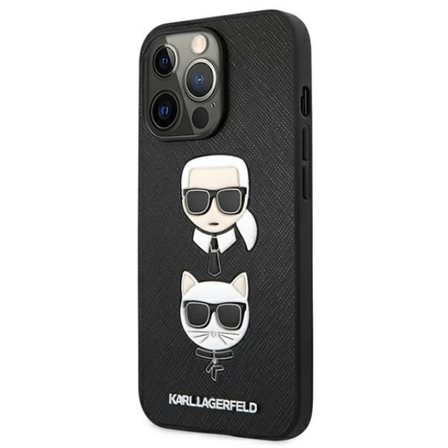 Чехол Karl Lagerfeld Saffiano Iconic Karl and Choupette для iPhone 13 Pro Black (KLHCP13LSAKICKCBK)