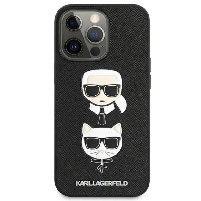 Чехол Karl Lagerfeld Saffiano Iconic Karl and Choupette для iPhone 13 Pro Black (KLHCP13LSAKICKCBK)