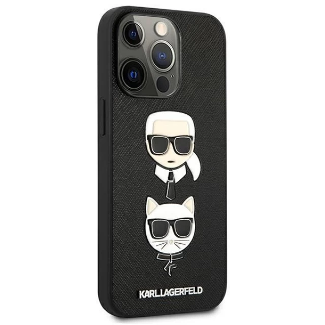 Чохол Karl Lagerfeld Saffiano Iconic Karl and Choupette для iPhone 13 Pro Black (KLHCP13LSAKICKCBK)