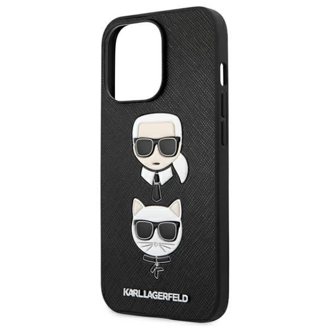 Чехол Karl Lagerfeld Saffiano Iconic Karl and Choupette для iPhone 13 Pro Black (KLHCP13LSAKICKCBK)