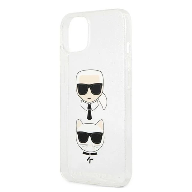 Чехол Karl Lagerfeld Glitter Karl's and Choupette для iPhone 13 Silver (KLHCP13MKCTUGLS)