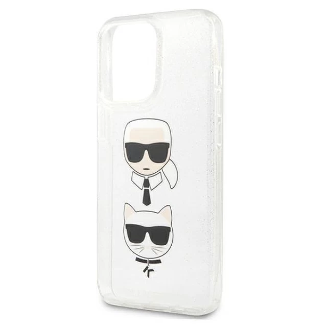 Чехол Karl Lagerfeld Glitter Karl's and Choupette для iPhone 13 Pro Silver (KLHCP13LKCTUGLS)