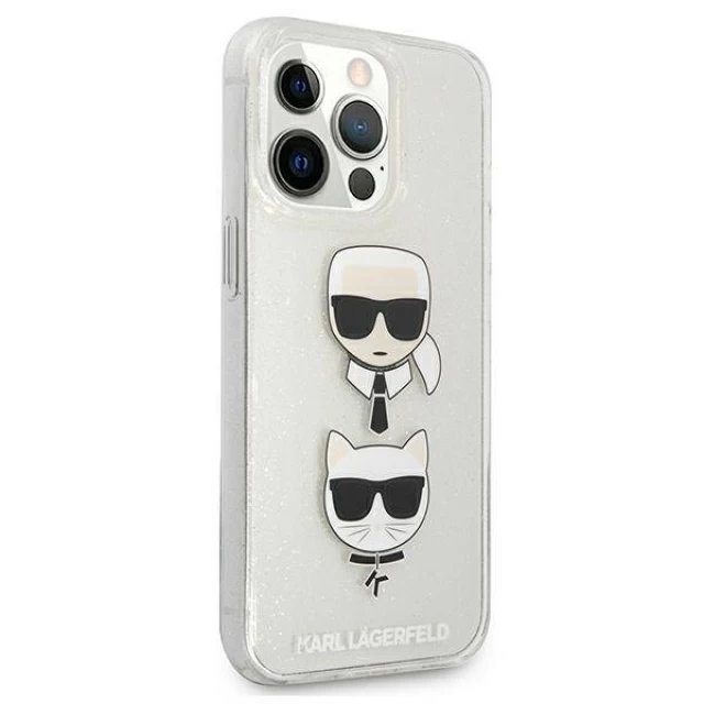Чехол Karl Lagerfeld Glitter Karl's and Choupette для iPhone 13 Pro Max Silver (KLHCP13XKCTUGLS)