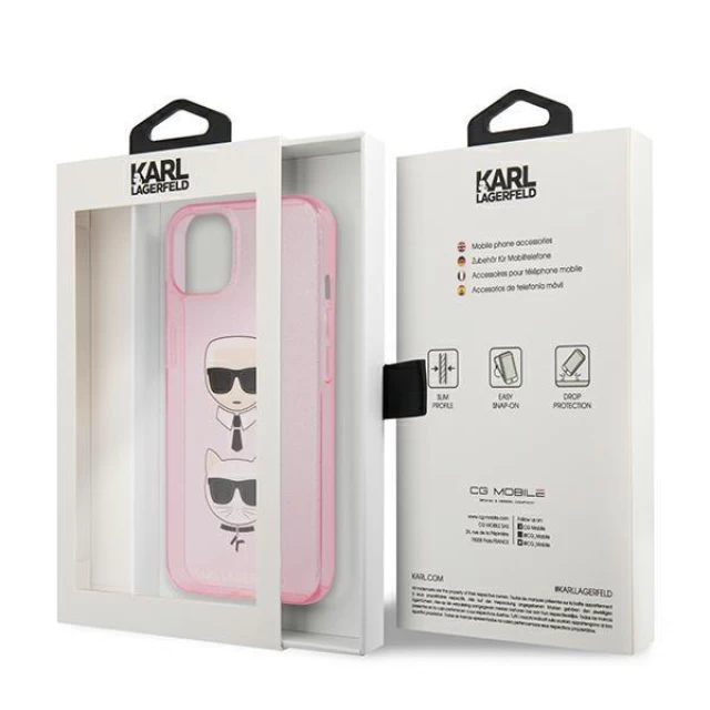 Чохол Karl Lagerfeld Glitter Karl's and Choupette для iPhone 13 Pink (KLHCP13MKCTUGLP)