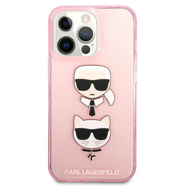 Чохол Karl Lagerfeld Glitter Karl's and Choupette для iPhone 13 Pro Max Pink (KLHCP13XKCTUGLP)