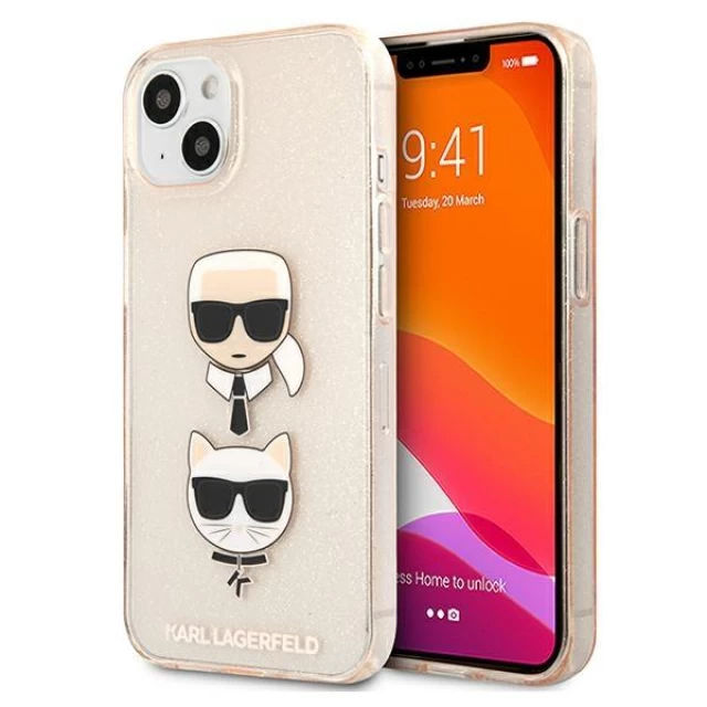 Чехол Karl Lagerfeld Glitter Karl's and Choupette для iPhone 13 Gold (KLHCP13MKCTUGLGO)