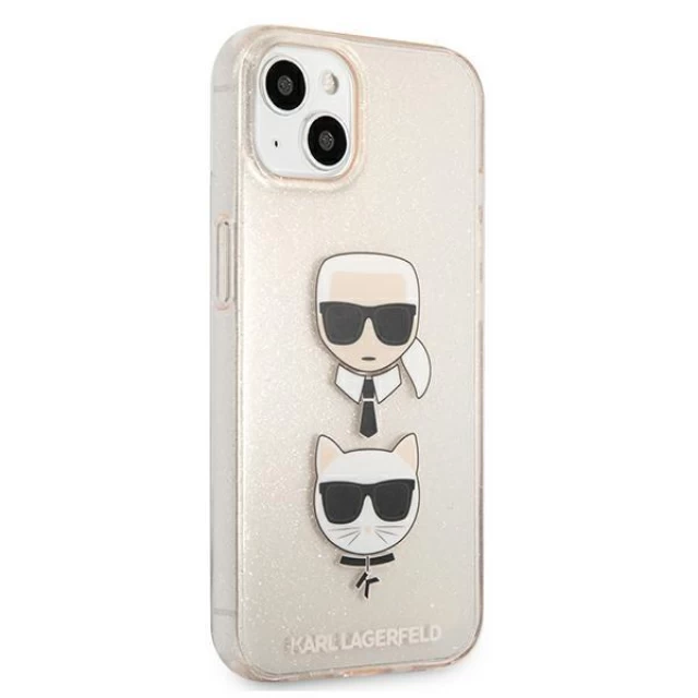 Чехол Karl Lagerfeld Glitter Karl's and Choupette для iPhone 13 Gold (KLHCP13MKCTUGLGO)