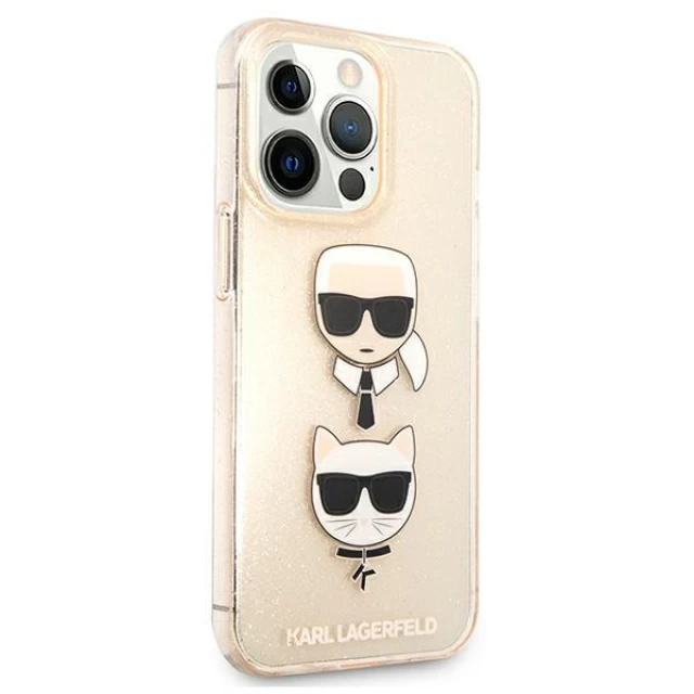 Чехол Karl Lagerfeld Glitter Karl's and Choupette для iPhone 13 Pro Gold (KLHCP13LKCTUGLGO)