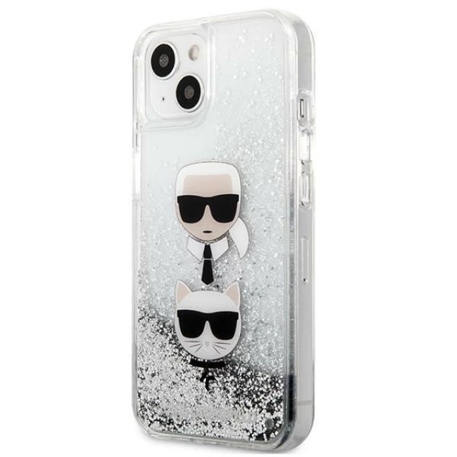 Чохол Karl Lagerfeld Saffiano Iconic Karl and Choupette Head для iPhone 13 Silver (KLHCP13MKICGLS)