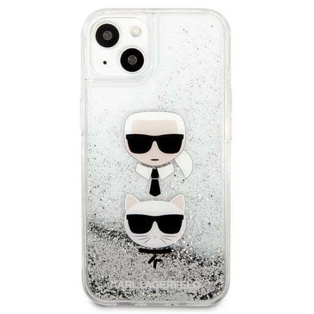 Чехол Karl Lagerfeld Saffiano Iconic Karl and Choupette Head для iPhone 13 Silver (KLHCP13MKICGLS)