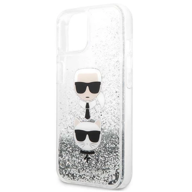 Чехол Karl Lagerfeld Saffiano Iconic Karl and Choupette Head для iPhone 13 Silver (KLHCP13MKICGLS)