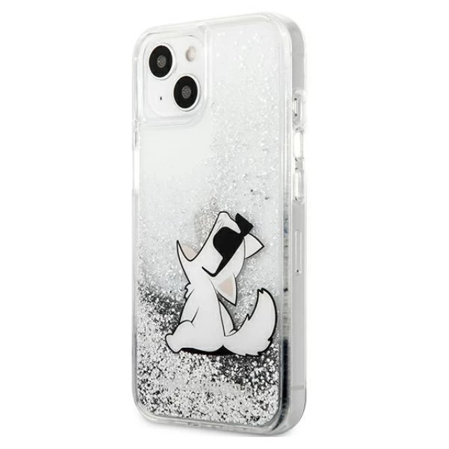 Чохол Karl Lagerfeld Liquid Glitter Choupette Fun для iPhone 13 mini Silver (KLHCP13SGCFS)