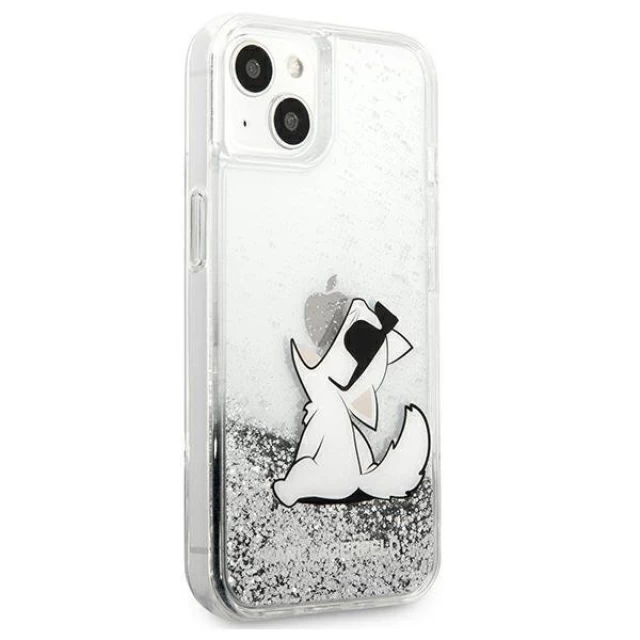 Чехол Karl Lagerfeld Liquid Glitter Choupette Fun для iPhone 13 mini Silver (KLHCP13SGCFS)