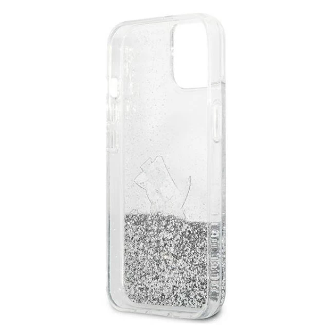 Чехол Karl Lagerfeld Liquid Glitter Choupette Fun для iPhone 13 mini Silver (KLHCP13SGCFS)