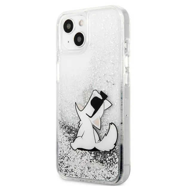 Чохол Karl Lagerfeld Liquid Glitter Choupette Fun для iPhone 13 Silver (KLHCP13MGCFS)