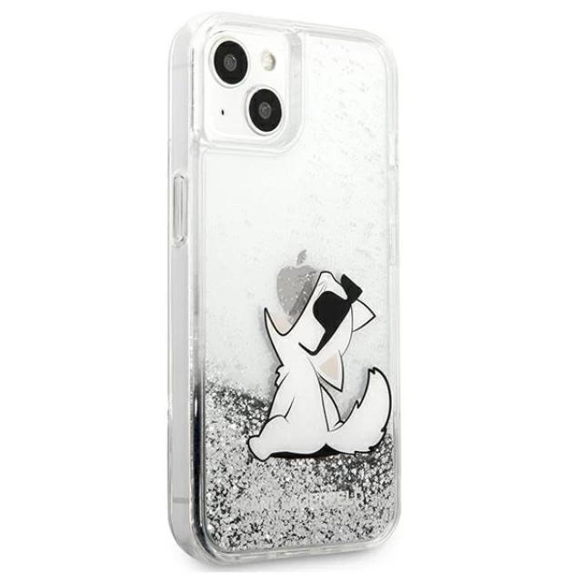 Чехол Karl Lagerfeld Liquid Glitter Choupette Fun для iPhone 13 Silver (KLHCP13MGCFS)