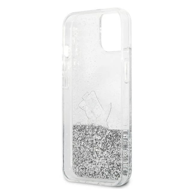 Чохол Karl Lagerfeld Liquid Glitter Choupette Fun для iPhone 13 Silver (KLHCP13MGCFS)