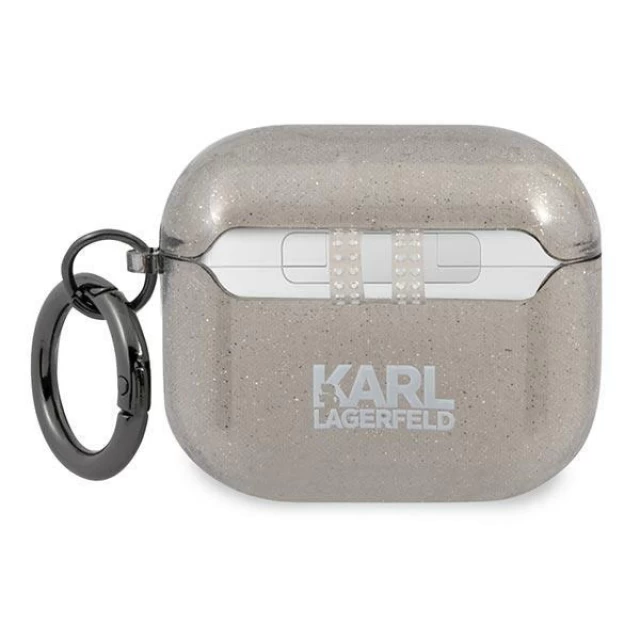 Чохол Karl Lagerfeld Glitter Karl's Head для AirPods 3 Black (KLA3UKHGK)