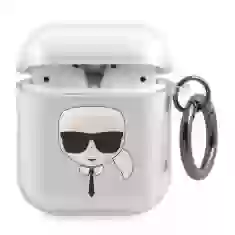 Чехол Karl Lagerfeld Glitter Karl's Head для AirPods 2/1 Silver (KLA2UKHGS)