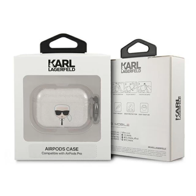Чехол Karl Lagerfeld Karl's Head для AirPods Pro Silver (KLAPUKHGS)