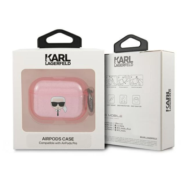 Чехол Karl Lagerfeld Karl's Head для AirPods Pro Pink (KLAPUKHGP)