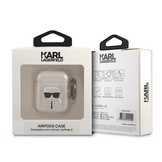 Чохол Karl Lagerfeld Karl's Head для AirPods 2/1 Gold (KLA2UKHGD)