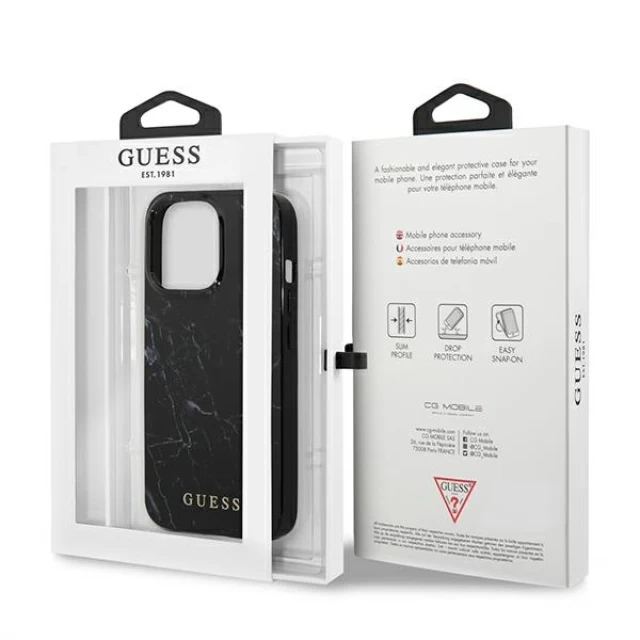 Чехол Guess Marble для iPhone 13 Pro Max Black (GUHCP13XPCUMABK)