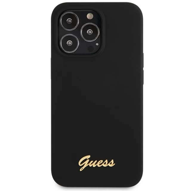 Чохол Guess Silicone Script Gold Logo для iPhone 13 Pro Max Black (GUHCP13XLSLMGBK)