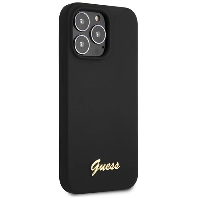 Чохол Guess Silicone Script Gold Logo для iPhone 13 Pro Max Black (GUHCP13XLSLMGBK)