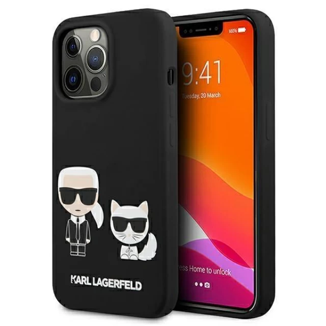 Чохол Karl Lagerfeld Karl and Choupette для iPhone 13 Pro Black with MagSafe (KLHMP13LSSKCK)