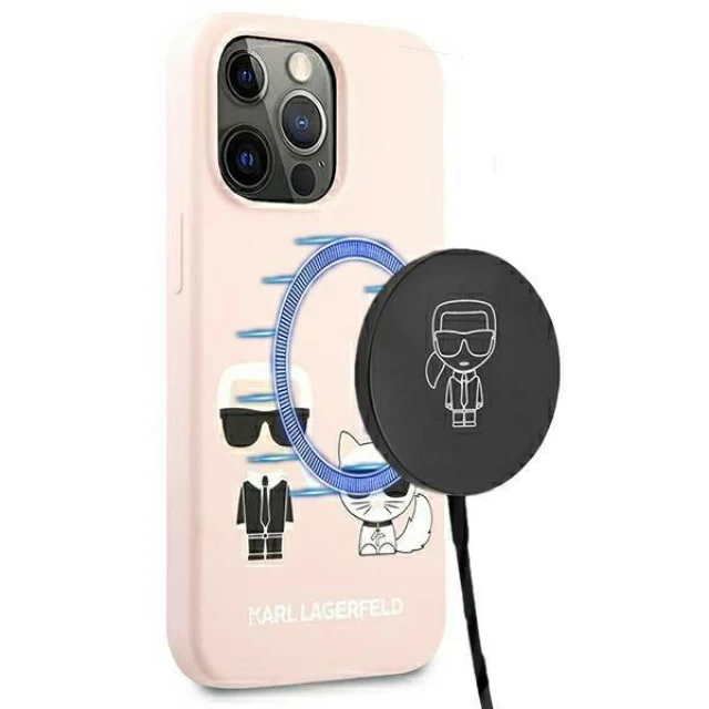 Чехол Karl Lagerfeld Iconic Karl and Choupette для iPhone 13 Pro Pink (KLHMP13LSSKCI)